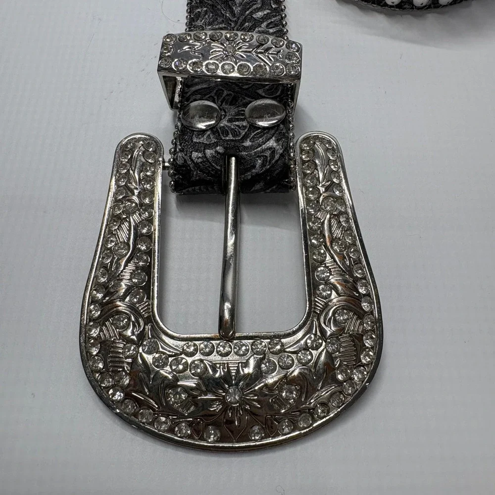 Blazin Roxx Womens Black Leather Rhinestone Western Belt N3513001-L Size Large